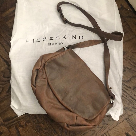 Liebeskind Berlin brown cow leather crossbody bag - Picture 1 of 4
